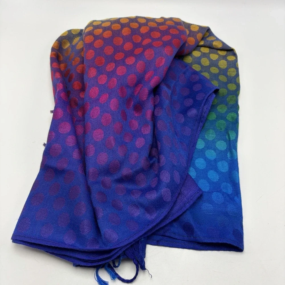 Cachemire Scarf 100% Cashmere Polka Dot Italy Color Block Rainbow Polka Dot Read